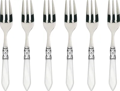 6-teiliges Besteckset mit Tortenheber, Edelstahl, weiß, 21x18x3 cm