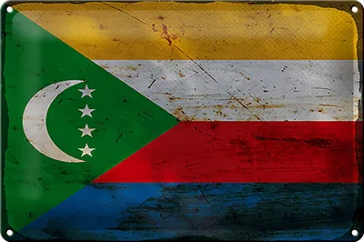 Produktbild von Blechschild Flagge der Komoren 30x20cm Flag Comoros Rost