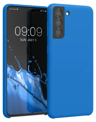 Produktbild von kwmobile Handyhülle für Samsung Galaxy S21 Hülle - Case Silikon - Kabelloses Laden - Schutzhülle Cover in Blue Reef