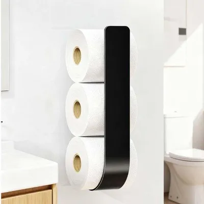 Produktbild von Unyqoos® Selbstklebender Toilettenpapierhalter aus Metall – Wandmontage ohne Bohren, U‑förmig für bis zu 3 Rollen, rostbeständig, platzsparend