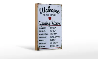 Produktbild von Holzschild Spruch 12x18cm welcome to our Kitchen Opening