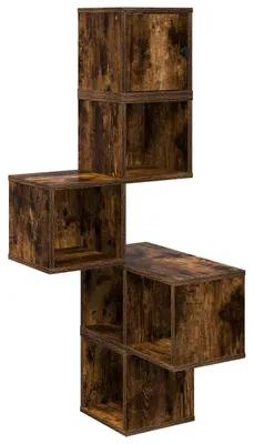 Productafbeelding van vidaXL Wandplank, hoekmodel, gerookt eikenhout, 48 x 48 x 120 cm, houtvezelplaat