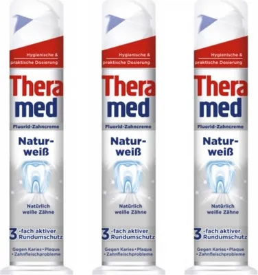 Produktbild von Theramed Fluorid-Zahncreme Naturweiß 100ml (3er Pack)