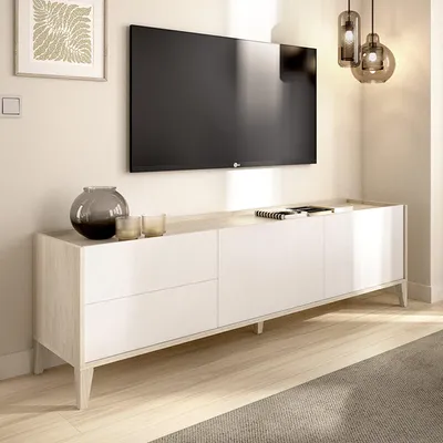Immagine prodotto di Waynes - Mobile Porta tv, 39x129x50h cm Bianco, 2 Cassetti