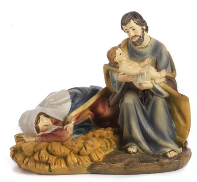 Krippenfigur Maria Relax Josef mit Jesuskind, Kunstharz, 11,4 cm