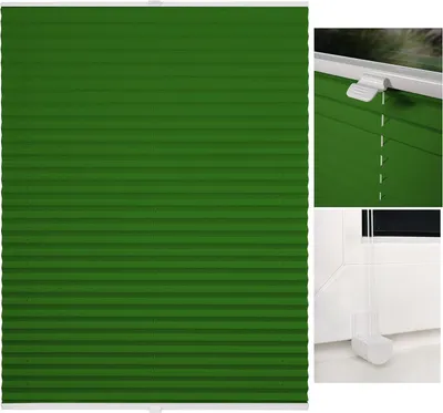 Produktbild von Grünes Plissee ohne Bohren mit Klemmfix, Faltrollo und Jalousie für Fenster und Türen, als Sicht- und Sonnenschutz, blickdicht sowie lichtdurchlässig, 70x130 cm