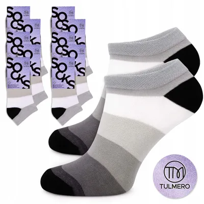 Produktbild von Tulmero Herren Sneaker Socken Baumwolle 10 Paar Grau Gestreift
