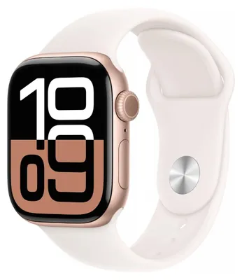 Produktbild von Watch Apple Watch Series 10 GPS 42mm Rose Gold Aluminium Case with Sport Band M/L - Light Blush