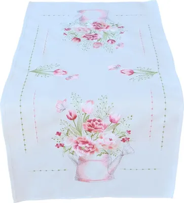 Produktbild von Tischläufer LEA Blumenstrauß & Gießkanne Polyester 40 x 90 cm