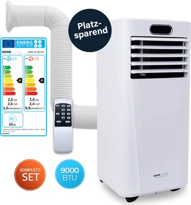 Produktbild von HOME DELUXE - Klimaanlage Mobil SET MOKLI XL DELUXE - 9000 BTU/h (2.600 Watt) - Mobiles Klimagerät mit 5in1 System: kühlen, heizen, entfeuchten, lüften, Nachtmodus