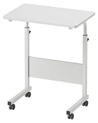 Laptoptisch höhenverstellbar auf Rollen, 60x40 cm, C-Form, weiß