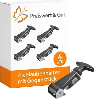 Produktbild von 4 x Haubenhalter aus Gummi für Motorhauben – verzinktem Stahl-Gegenstück, 30x35x115mm, zb. für Traktoren, Lkw u Radlader