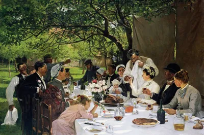 Obrázok produktu pre Albert Auguste Fourié Art Print Obraz - Svadobná hostina v Yporte, 1886 (80 x 120 cm)
