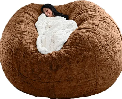 Zdjęcie produktu dla Pokrowiec na worek do siedzenia, pokrowce na krzesła typu Lazy Lounger, pokrowiec na worek do siedzenia z aksamitu i weluru, brązowy, 150 x 75 cm (bez wypełnienia)