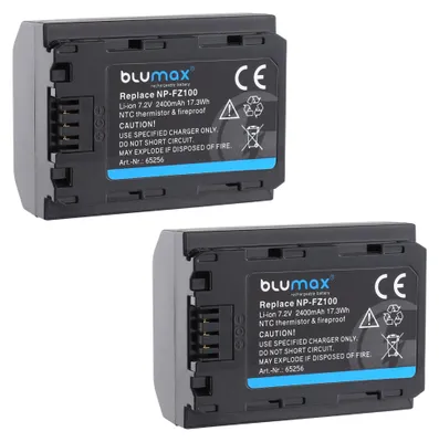Produktbild von 2x Blumax Akku | für Sony NP-FZ100 Alpha 9 7C 7R IV 6600 A1 A7 A9 II A9S 2400mAh  7,2Volt