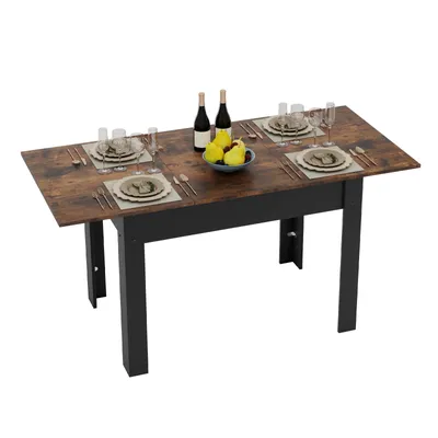 Produktbild von Puluomis Ausziehbarer Esstisch, Erweiterbarer Tisch 70x105-150cm, Klapptisch mit Verstärkter MDF-Platte, Küchen-/Wohnzimmertisch schwarz braun