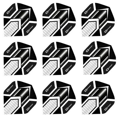 Produktbild von Datadart | HEX | Dart Flights | Standard | 100 Mikron | Weiss | 3 Sets = 9 Stück
