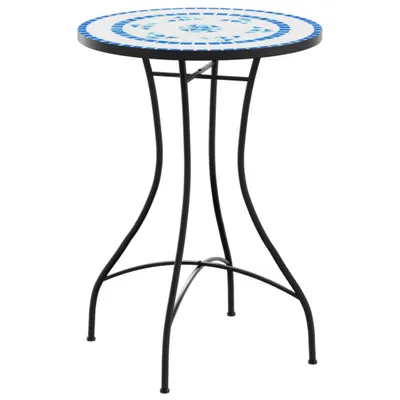 Image de vidaXL Table de bistrot en mosaïque bleu et blanc Ø50x70 cm Céramique