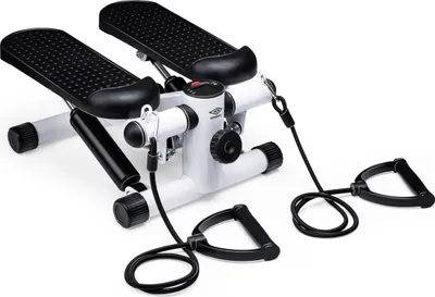 Produktbild von Umbro Stepper Arm und Beintrainer - Mini Stepper - Fitnessgeräte für Zuhause - Inkl. Computer und Widerstandsbänder - Max. 100 KG - Pedale 10 x 32 CM - Schwarz/Weiß