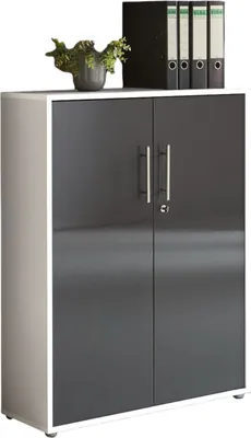 Produktbild von Aktenschrank TABOR niedrig in weiß / anthrazit Hochglanz