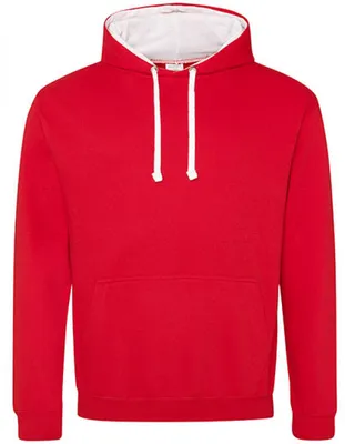 Produktbild von Just Hoods JH003 | Varsity Herren Hoodie / Kaputzenpullover - Farbe: Fire Red/Arctic White - Größe: M