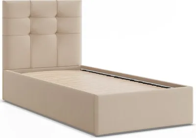 Produktbild von Polsterbett SORIA 90x200 ohne Bettkasten mit Holzlattenrost, Einzelbett mit Kopfteil Beige Geflecht