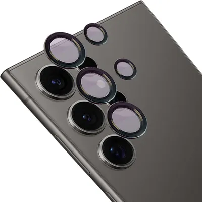Produktbild von Gehärtetes Glas für die Kamera mit Applikator für Galaxy S24 Ultra, Bizon Glass Snap Lens, 1 Set, Schwarzer Rahmen