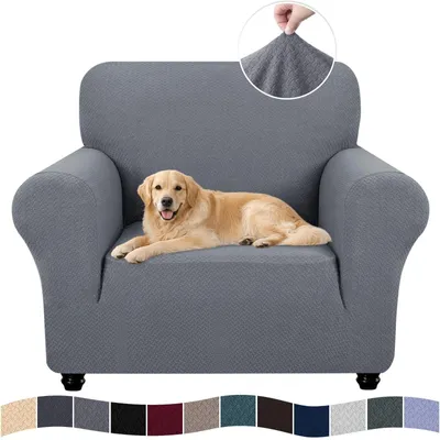 Imagen del producto de Funda elástica para sofá de una plaza, color gris