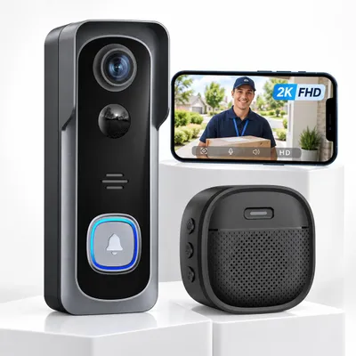 Produktbild von Tš¹rklingel WLAN Doorbell Kamera Au?en 2,4 5 GHz WiFi 2K HD Funkklingel mit Kamera 166¡ã Weitwinkelansicht Chime Personenerkennung