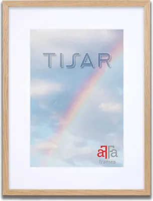 Produktbild von aFFa frames Tisar Bilderrahmen aus Holz mit Passepartout 40x60 cm Weiß, leicht, rechteckig, mit Acrylglasfront, HDF-Rückwand Hellbraun (05) 50x70 cm