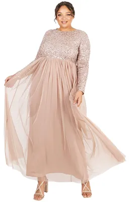 Produktbild von Maya Deluxe Damenkleid für Hochzeitsgäste, in großen Größen erhältlich, im Empire-Stil, mit hoher Taille und Pailletten