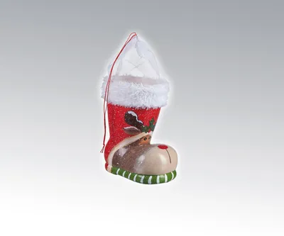 Produktbild von Nikolaus-Stiefel,klein, 16cm 'Elch', mit Tüllmanschette