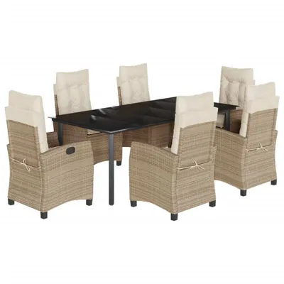 Image de vidaXL Ensemble de jardin 7 pièces avec coussins Beige Poly rotin