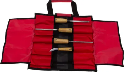 Image de STUBAI S550 Kit de sculpture 4 pièces « Einsteiger 55 » | Kit de base pour la sculpture sur bois et la sculpture | 4 ciseaux et couteaux pour petites figurines, reliefs et détails | Avec sacoche à roulettes, idéal pour les débutants
