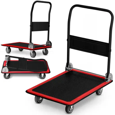 Image de Chariot de transport de plate-forme HM-506, noir et rouge