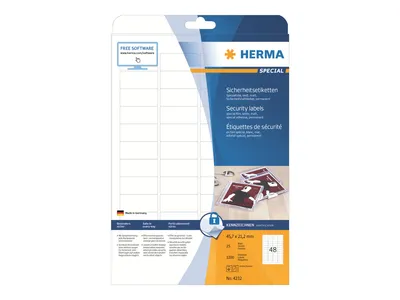 Obrázek produktu pro HERMA Special - Bílá - 45,7 x 21,2 mm 1200 štítků (25 listů x 48)