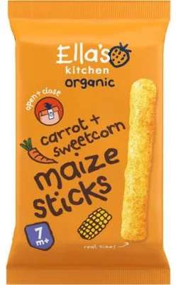 Productafbeelding van Ella'S Kitchen Maize Sticks Carrot Sweetcorn 7+ Maanden (16 gr)