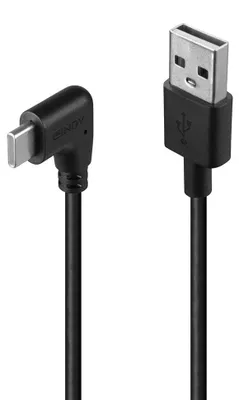 Image de LINDY USB 2.0 Typ A an C Kabel, 90° gewinkelt 1m