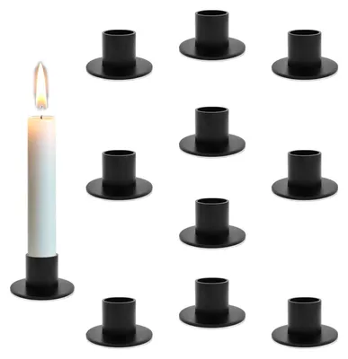 10er Set schwarze Metall-Kerzenhalter, 2,7 cm, für Stabkerzen