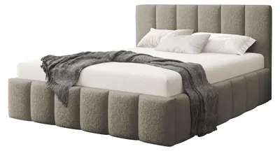Produktbild von MIRJAN24 Polsterbett Lunaro Boucle, Doppelbett mit Bettkasten für die Bettwäsche, Leistenlattenrost aus Laubholz (Farbe: Lambi 03, Größe: 140x200 cm)