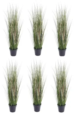 Produktbild von 6er Set künstliches Gras, Gräserbusch im Topf H. 58cm grün Emerald Zimmerpflanze