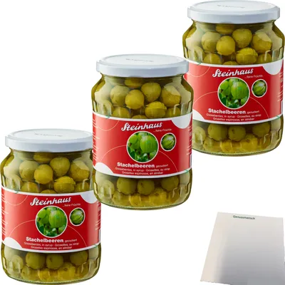 Produktbild von Steinhaus Stachelbeeren 3er Pack (3x680g Glas) + usy Block
