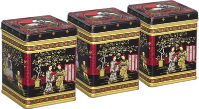 Produktbild von tea4chill Teedosen / Kaffeedosen / Vorratsdosen Set „Black Japanese“, 3 Dosen je 100g, Scharnierdeckel