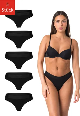 Produktbild von Elsie Unterhosen Damen Tanga Slip 5er Pack, Damen Größen:S, Damen Farben:Schwarz
