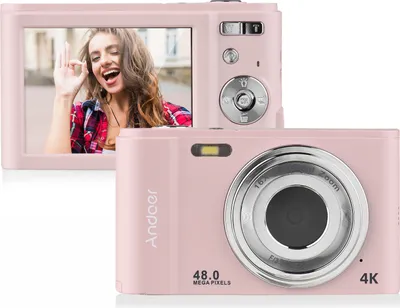 Zdjęcie produktu dla Przenośny aparat cyfrowy Andoer, 48 MP, 4K, ekran IPS o przekątnej 2,88 cala, 16-krotny zoom, autofokus, samowyzwalacz, wykrywanie twarzy, funkcja zapobiegająca poruszeniu, wbudowana bateria z paskiem na nadgarstek, futerał do przenoszenia