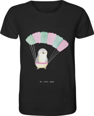 Produktbild von Mr. & Mrs. Panda Shirt Pinguin Fallschirm springen Größe L - Schwarz - Geschenk, Fallschirmsprung, Fallschirmspringen, Skydive, Fun, T-Shirt Herren, Tshirt