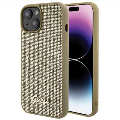 Produktbild von Guess Apple iPhone 15 Schutzhülle Hülle Cover Tasche Disco Metal Script Gold