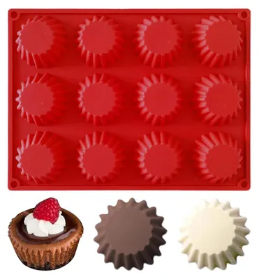Productafbeelding van Siliconen Muffinvorm - Anti-aanbaklaag met 12 vormpjes - Geschikt voor cupcakes, muffins en mini-taartjes