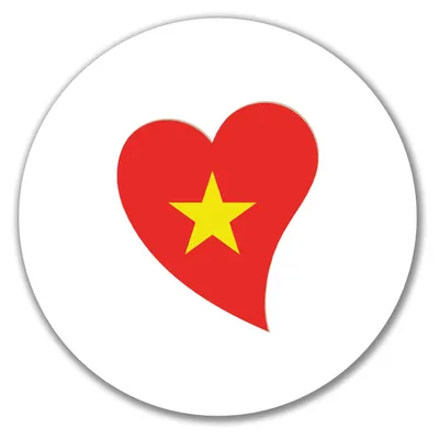 Produktbild von Huuraa Aufkleber Vietnam Flagge Herz 10cm rund Sticker Geschenkidee