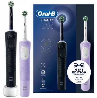Produktbild von Oral-B Vitality Pro D103 Duo Elektrische Zahnbürste 3 Modi Schwarz/Violett